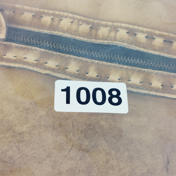 Jean Fogel Leather Tan/Gold Outside Zip Pocket Handbag 1008 - Picture 12 of 12